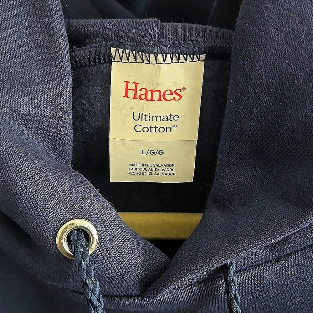 Hanes Ultimate Men's Fleece Hoodie - NWT - Navy - Large - 90% Cotton - Picture 2 of 8